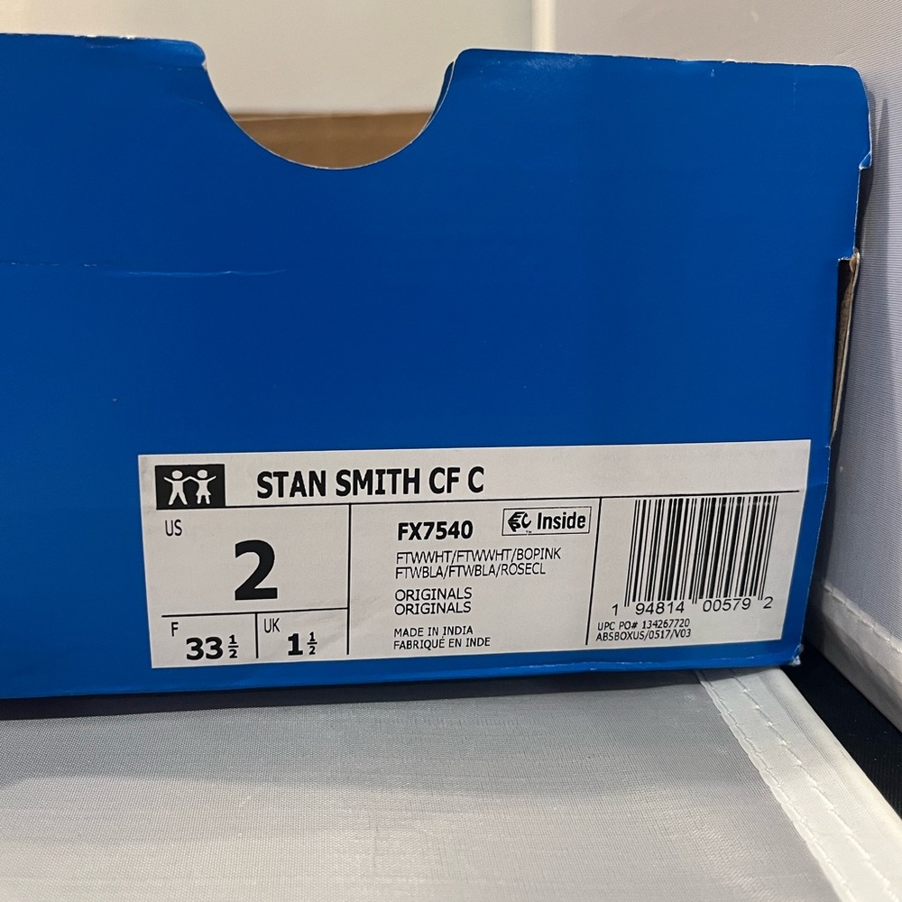 NIB Adidas Sz 2 Kids Pink Stan Smith Comfort Closure Velcro Sneaker Shoes R $70! - Picture 7 of 14